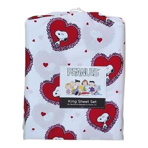 Peanuts Snoopy King Size Sheet Set Heart Print Valentines By Berkshire